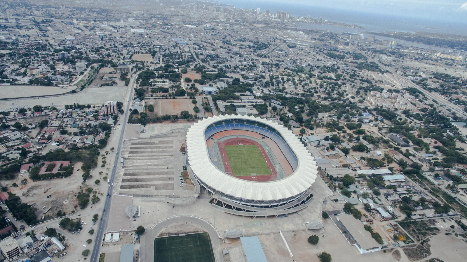 Aerial view of the Benjamin Mkapa National Stadium in Dar es Salaam