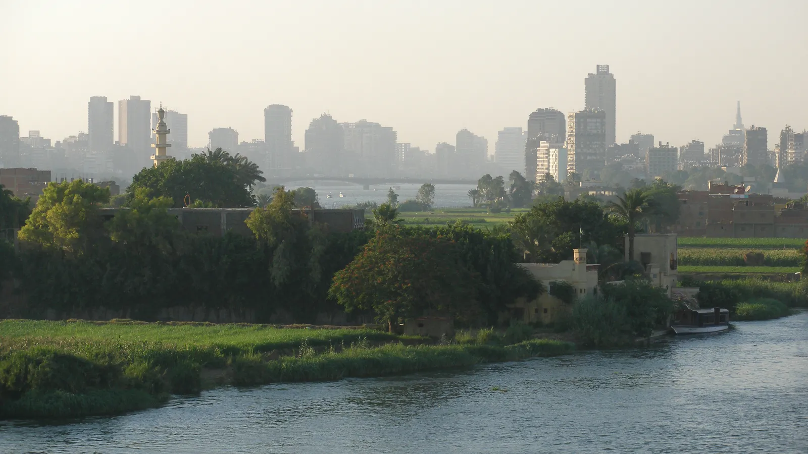 The Cairo skyline along the Nile River